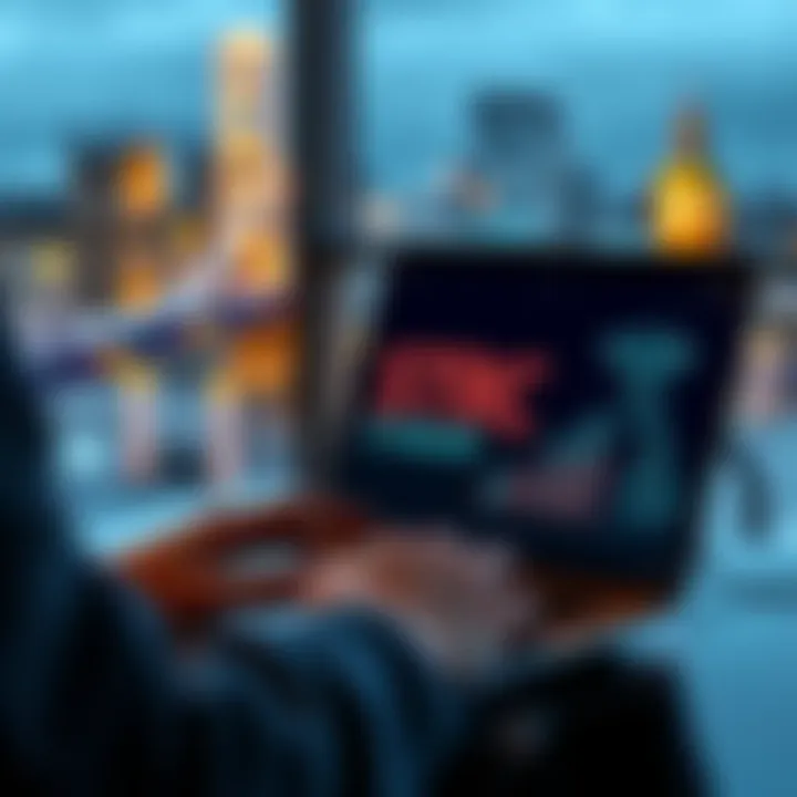 Buying STRC in the UK A person using a laptop to purchase STRC cryptocurrency online