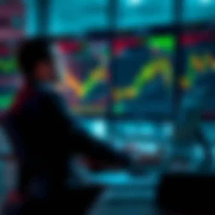 Calm Investor Watching Market A calm person sitting at a desk with a laptop, observing market graphs, looking relaxed and focused on long-term strategies instead of short-term fluctuations.