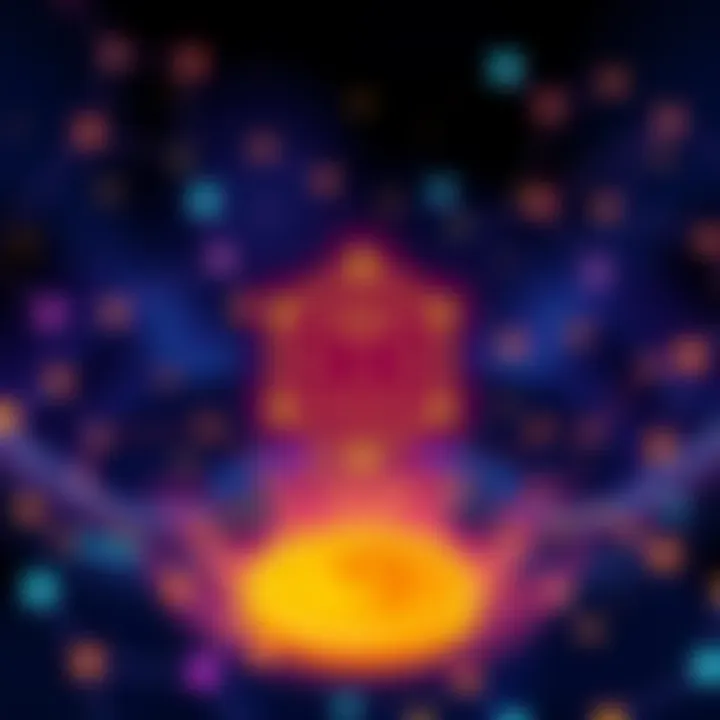 Illustration showing the launch of Cardano's new programmable tokens standard, featuring a blockchain icon and token graphics.