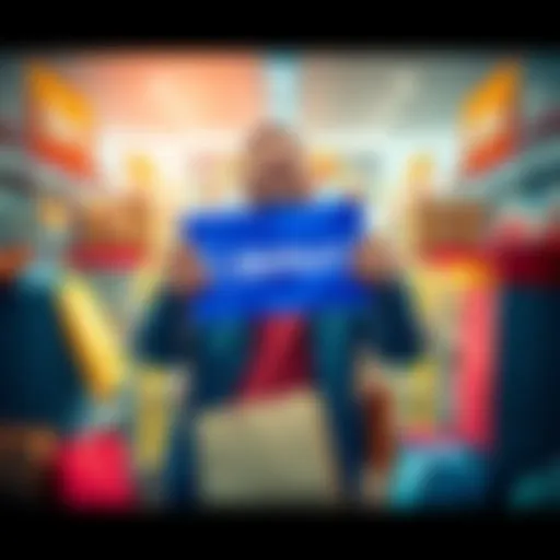 Cashback Offers with BitMartCard A person shopping with a BitMartCard, excited about cashback offers, surrounded by shopping bags and items.