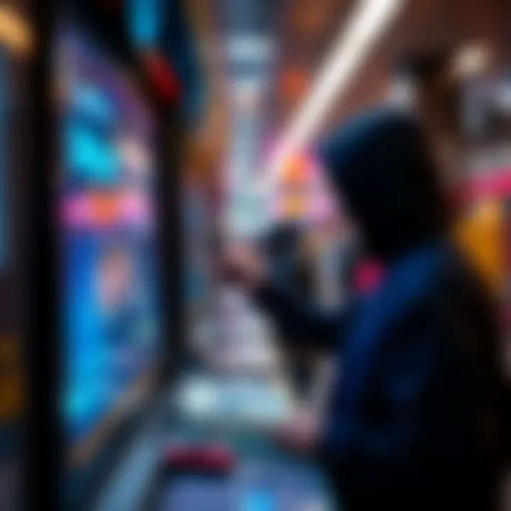 Cashing out Bitcoin A person exchanging Bitcoin for cash anonymously at a kiosk