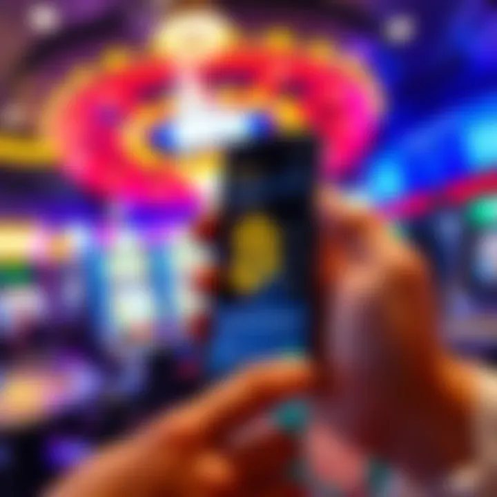 A person holding a smartphone displaying a Bitcoin wallet after winning at an online casino