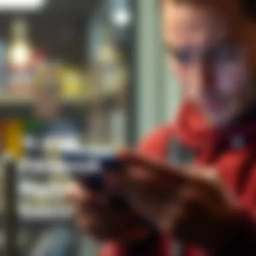A person inspecting a phone or item from Facebook Marketplace with a concerned expression, looking for signs of fraud or safety issues.