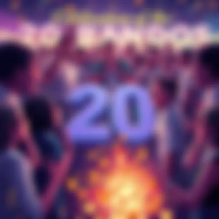 A group of people celebrating the achievement of receiving 20 Bandos, showing excitement and camaraderie.