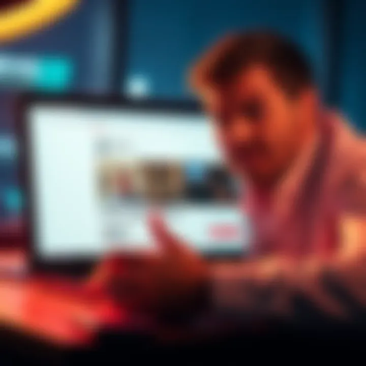 A laptop screen showing a deleted post about Revolut with a person looking frustrated