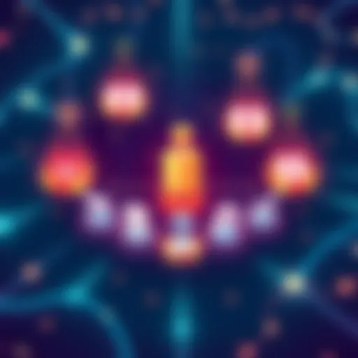 Illustration showing a blockchain with a central leader and symbols representing fraud and exploitation, highlighting risks for companies and users.