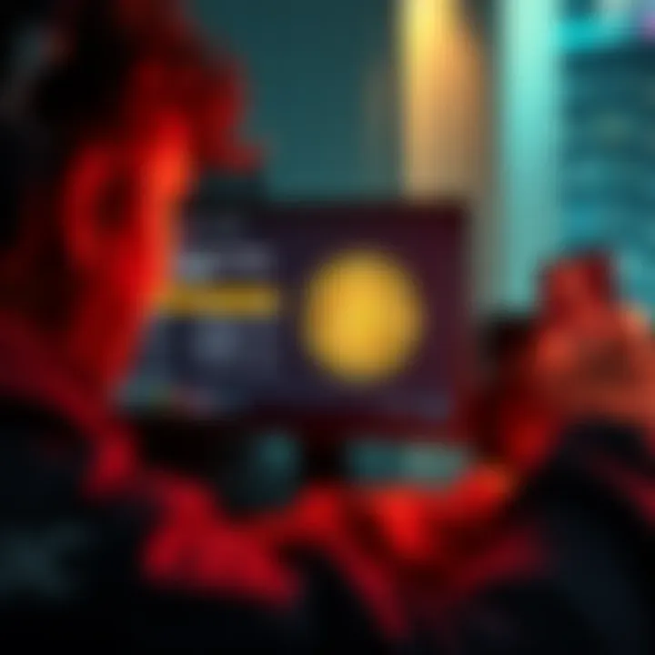 A frustrated cryptocurrency enthusiast looking at a computer screen showing limited options for selling Pi in the UK due to new regulations