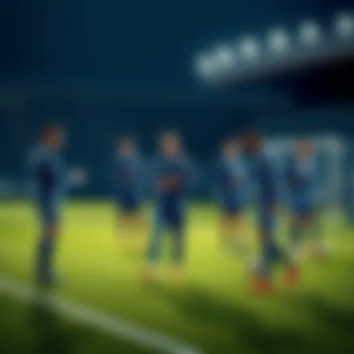 Chelsea Football Club players practicing on the training field with a focus on teamwork and strategy.