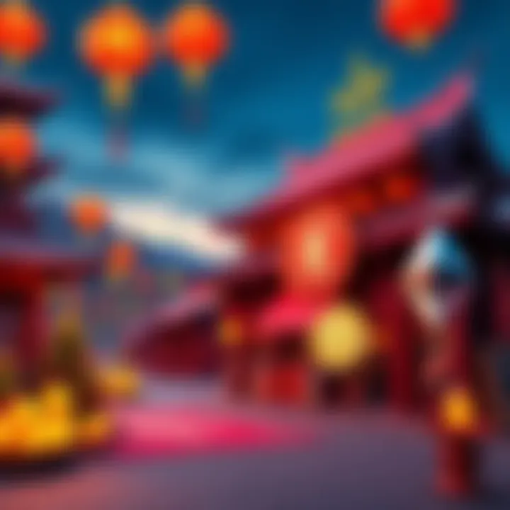 A festive scene showcasing traditional Chinese New Year decorations alongside cryptocurrency symbols like Bitcoin and Ethereum, representing the connection between the celebrations and market activity...