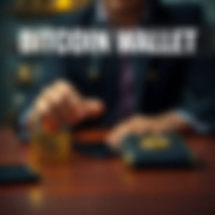 A person comparing a custody wallet option and a self-custody option for Bitcoin investments, with visuals of a lock and a wallet on a table.