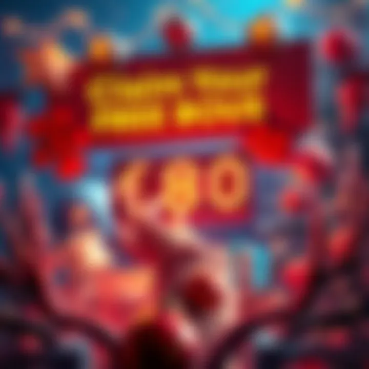 A vibrant banner showing a hand reaching for a €80 bonus with a countdown timer indicating urgency, surrounded by festive decorations.