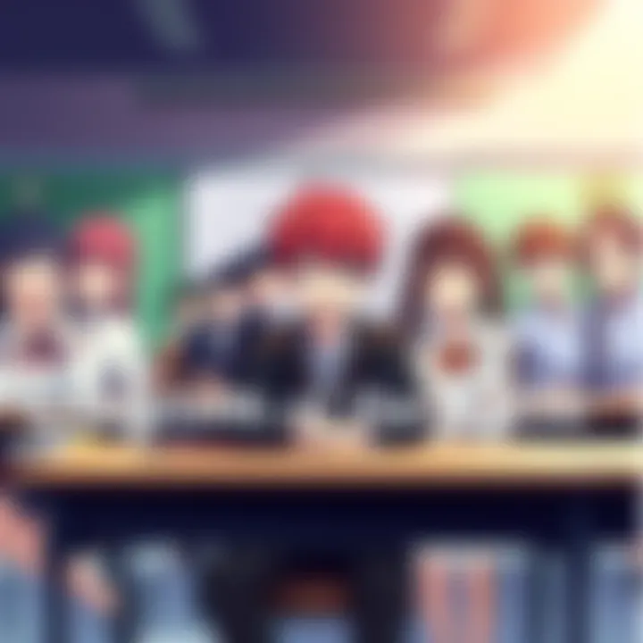 A group of students from the anime 'Classroom of the Elite' in a classroom setting, expressing various emotions