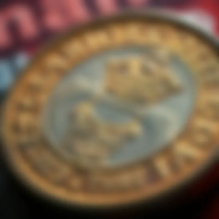 Close-up of a rare coin Detailed view of a unique coin with intricate designs and markings