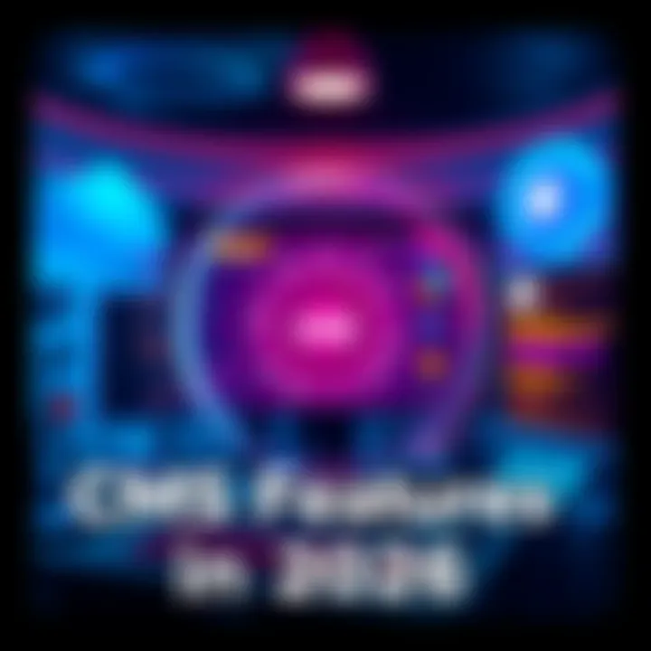 A visual representation of key features in a modern CMS, highlighting workflows, AI tools, and editing options