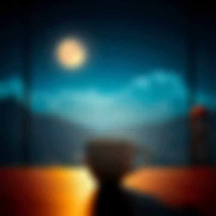 Coffee Cup and Moon A coffee cup sitting on a table with a view of the moon in the background, symbolizing the connection between coffee culture and space exploration.