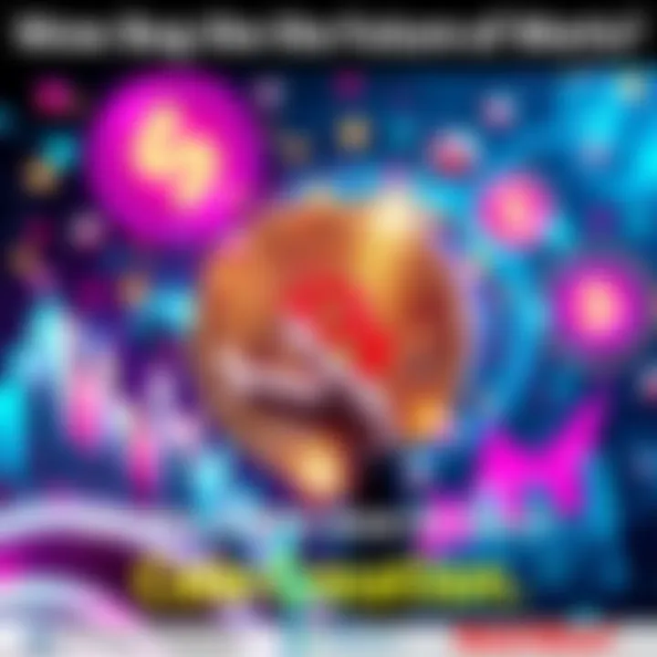 A vibrant graphic illustrating the innovative world of coin creation with digital elements and futuristic themes.