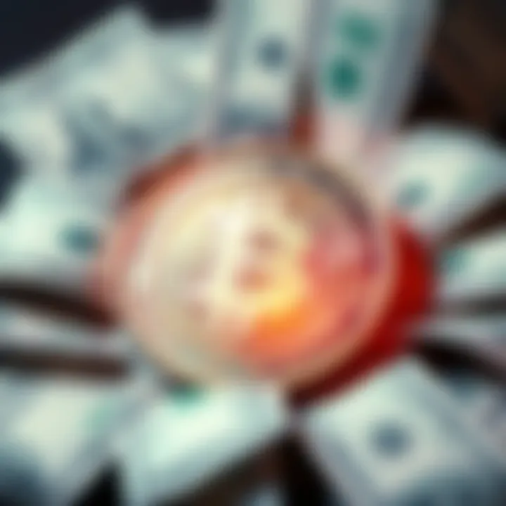 A shiny coin representing the target valuation of $150,000, surrounded by dollar bills to emphasize its potential worth.