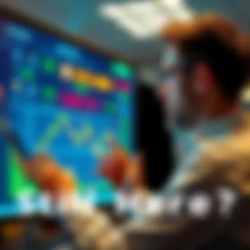 A community member looking at a screen displaying coin investment statistics and market trends