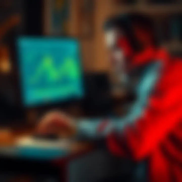 A frustrated user at a computer trying to navigate Coinbase's support during a Bitcoin transfer issue