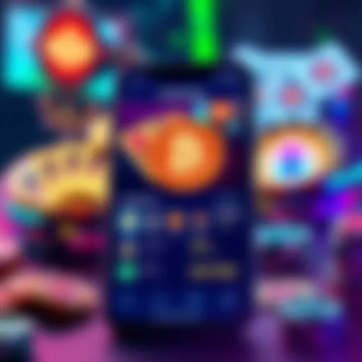 A screenshot of the Coinbase app showcasing potential gambling features with casino icons and betting options.