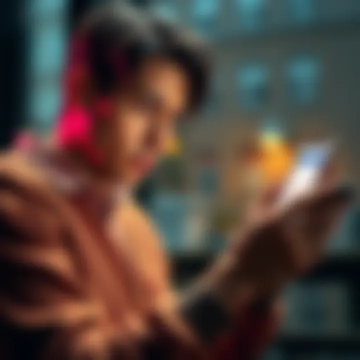 A worried person looking at their bank account on a smartphone, showing a negative balance after Coinbase trades.