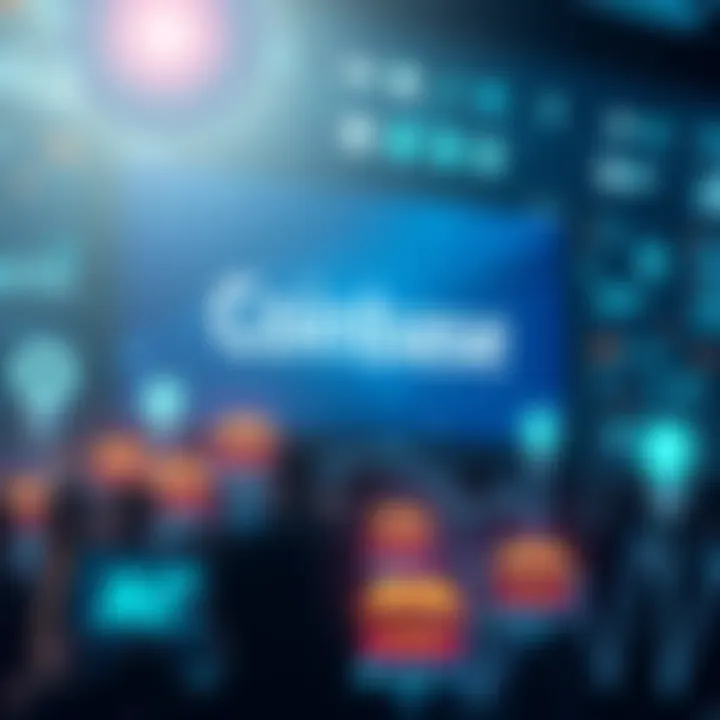 A graphic showing a declining workforce at Coinbase with AI symbols indicating increased productivity.