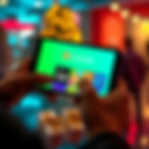 A person holding a smartphone displaying the CoinGate app with a selection of gift cards visible.