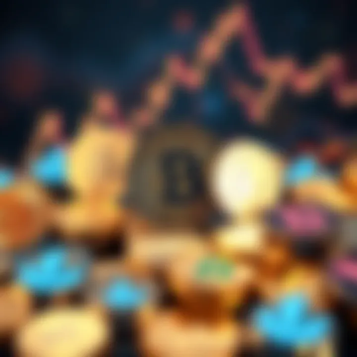A visual representation of various cryptocurrency coins moving in sync, highlighting the trend of coordinated market movements.