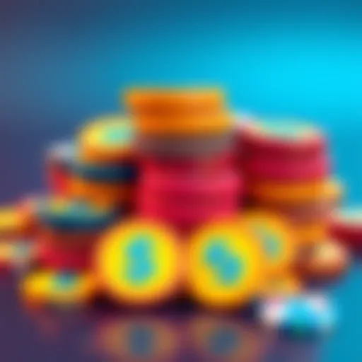 A group of vibrant bid tokens stacked together, showcasing different colors and designs, highlighting their appeal in the marketplace.