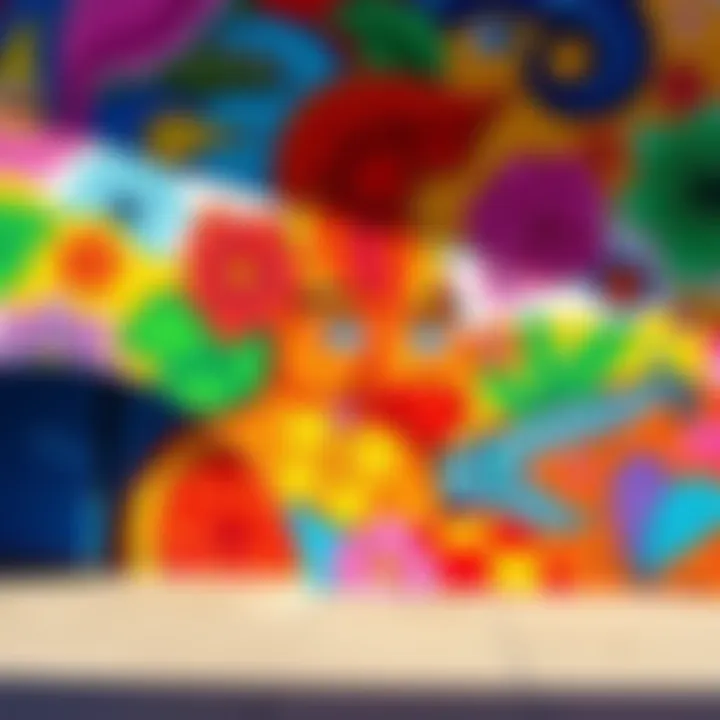 Artist's colorful mural concept with vibrant colors and creative patterns