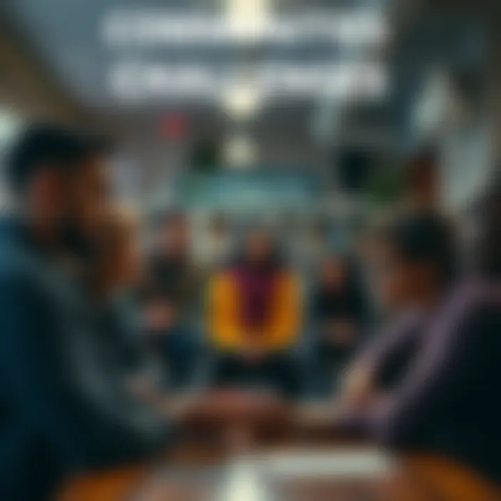 A group of diverse people discussing concerns in a community center, reflecting growing issues and worries in current events.