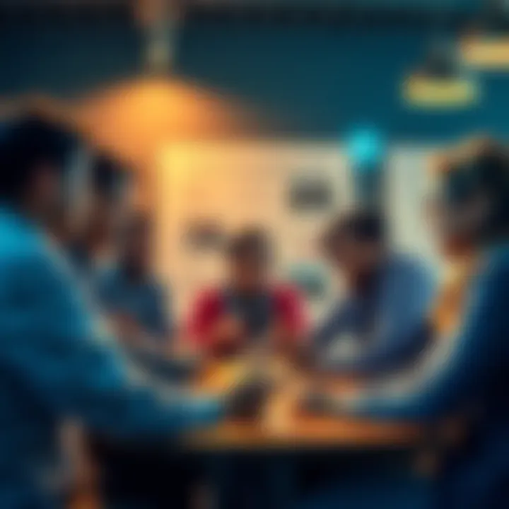 A group of people sharing knowledge about DeFi investing in a friendly environment.