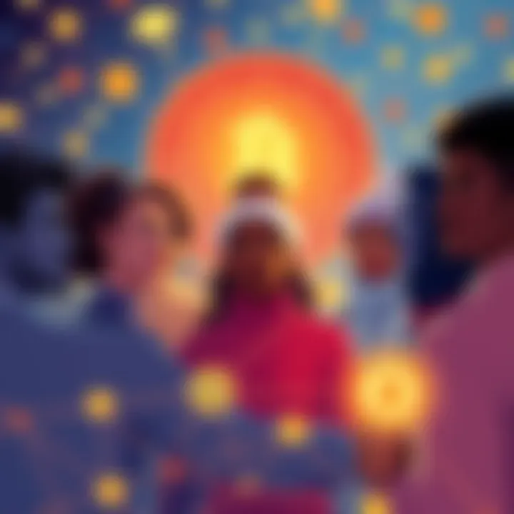 Community Building in Crypto Illustration showing diverse people connected through a network, symbolizing community strength in cryptocurrency