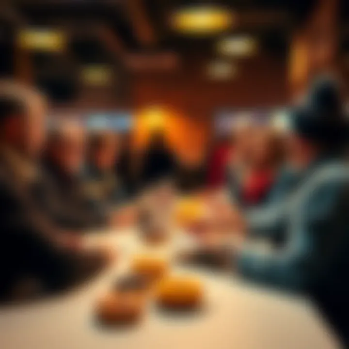 People engaging in a lively discussion with donuts on a table during the Daily General Discussion.