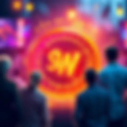 A vibrant graphic showcasing the $W token symbol with community members collaborating and engaging, highlighting transparency and social impact.