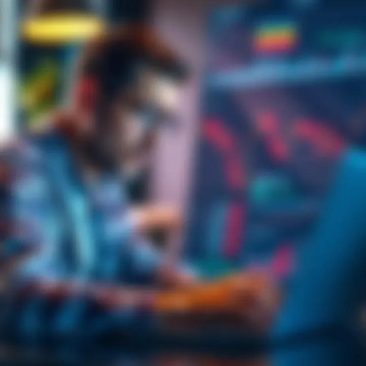 A worried investor looking at financial charts and graphs on a laptop, reflecting concerns about their aggressive investments.