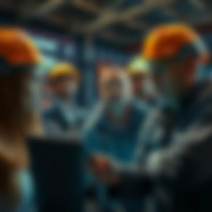 Worried Investors in Mining A group of concerned investors analyzing market trends related to mining activities