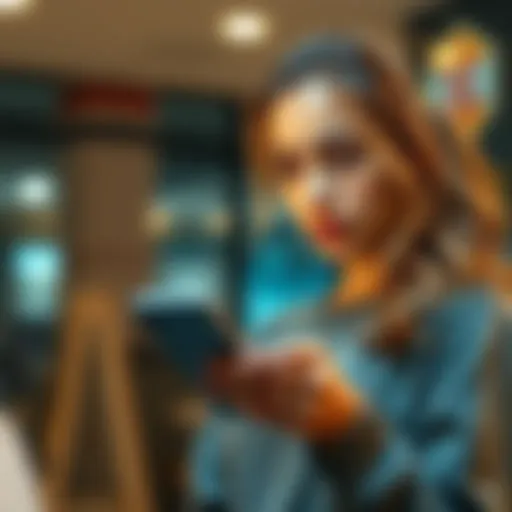 Concerned woman checking her phone about Bitcoin A worried woman looking at her phone, questioning her friend's Bitcoin investment story.
