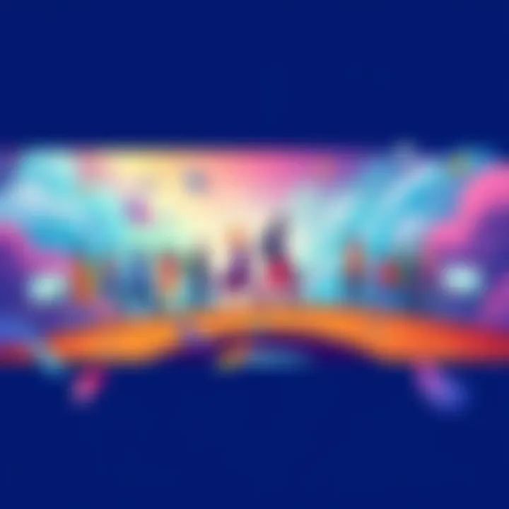 A vibrant illustration depicting a bridge between traditional finance and decentralized finance, showcasing diverse individuals engaging with technology and finance, symbolizing connection and collaboration.