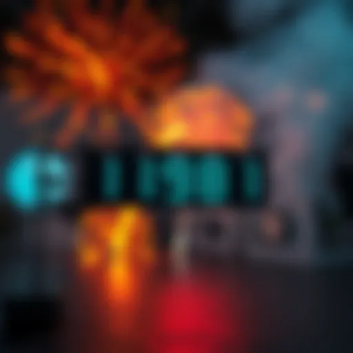 A digital countdown timer showing nine days remaining, with an exciting background of fireworks and a clock