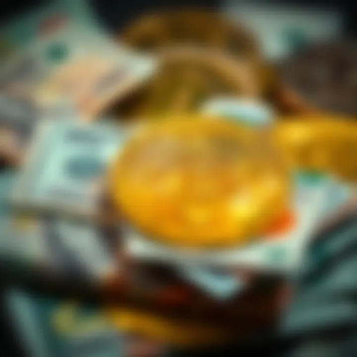 Visually representing the juxtaposition of counterfeit cash and digital currencies, emphasizing financial integrity challenges.