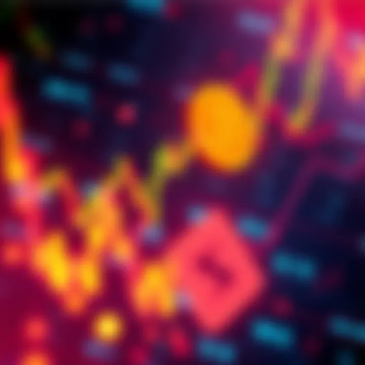 A visual representation of fluctuating cryptocurrency prices with a backdrop of digital graphs and Kaspa logos