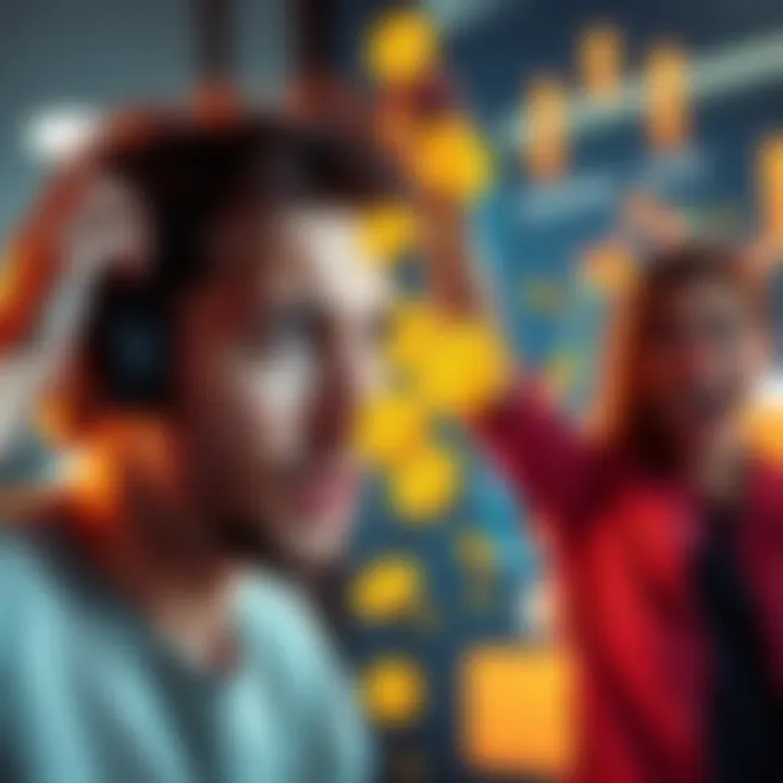 Criticism of DOT vs. Meme Coins A split image showing a person frustrated with a DOT chart on one side and someone excitedly celebrating with meme coins on the other