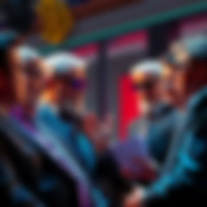 A group of wealthy individuals discussing politics in Alabama, symbolizing the influence of cryptocurrency in governance.