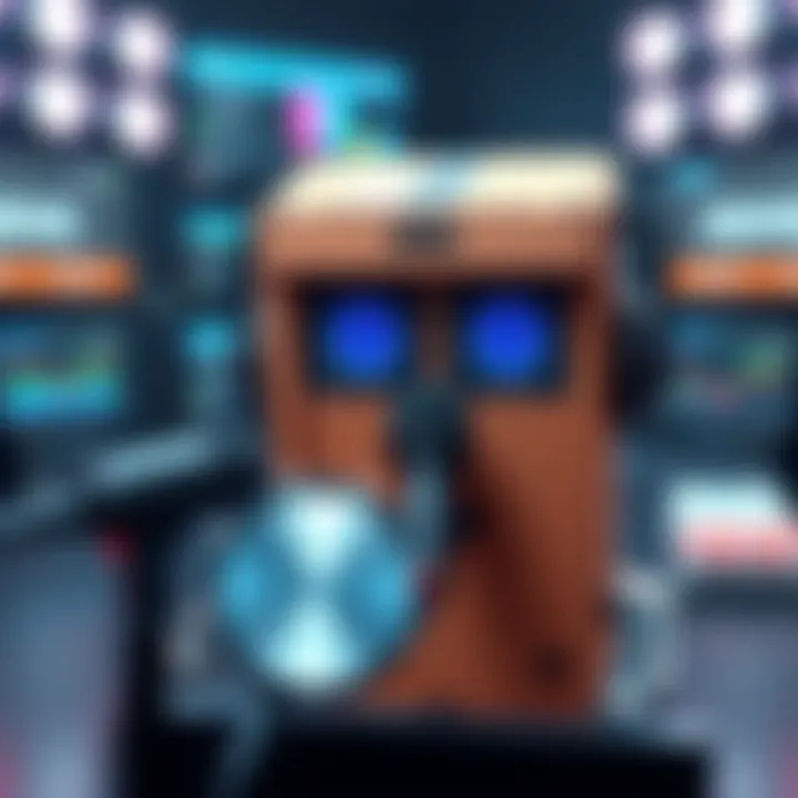 An AI cardboard box with a microphone, delivering news updates