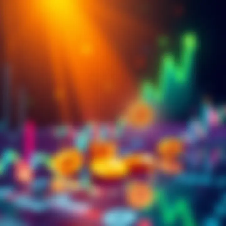 A digital graph showing an upward trend with Bitcoin symbols, representing the potential for a market surge to over 100k.