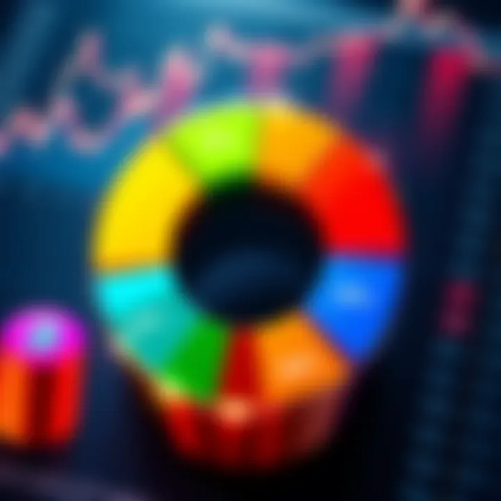 A colorful pie chart displaying different percentages for cryptocurrency allocation in investment portfolios