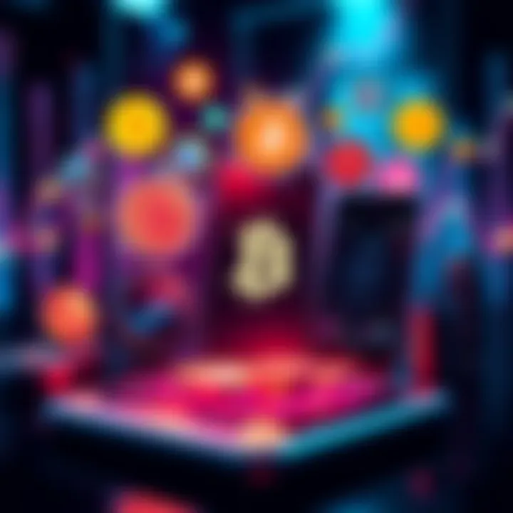 An engaging visual representation of various cryptocurrency apps with digital currency icons