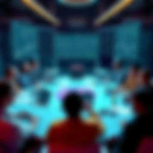 People debating the effectiveness of crypto buybacks at a round table with laptops and charts