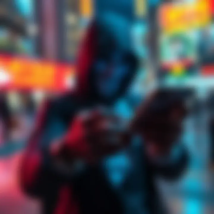 A person using a smartphone to manage cryptocurrency transactions anonymously